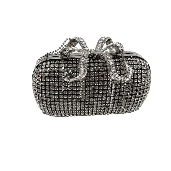 Self-Portrait Crystal Embellished Clutch With Bow Detail - Picture 4 of 13